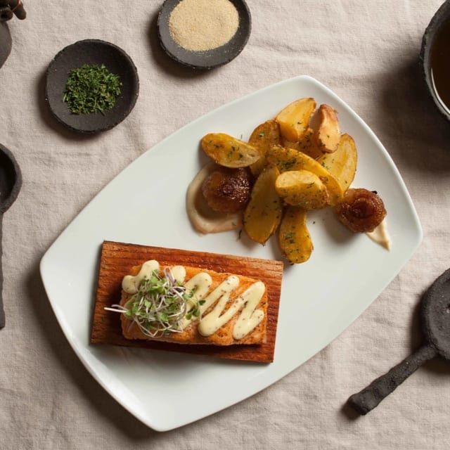 Cedar Plank Salmon.